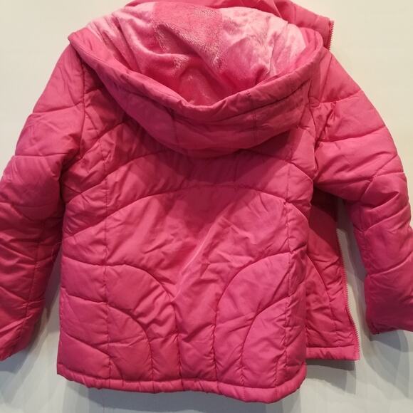SO Girl's Pink Jacket Fur lined Hooded Long Sleeve Full Zip Comfortable Size M - Picture 6 of 6